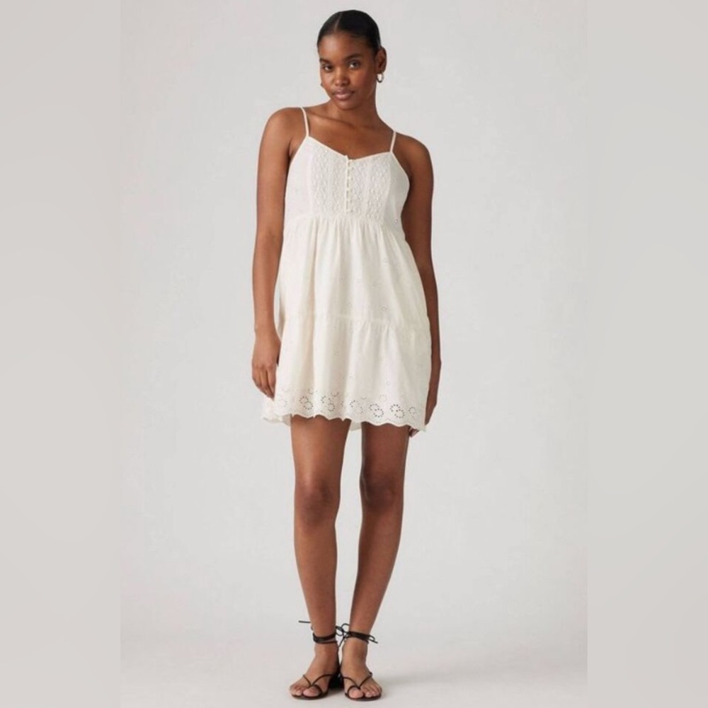 Levi Mini White Sleeveless Dress